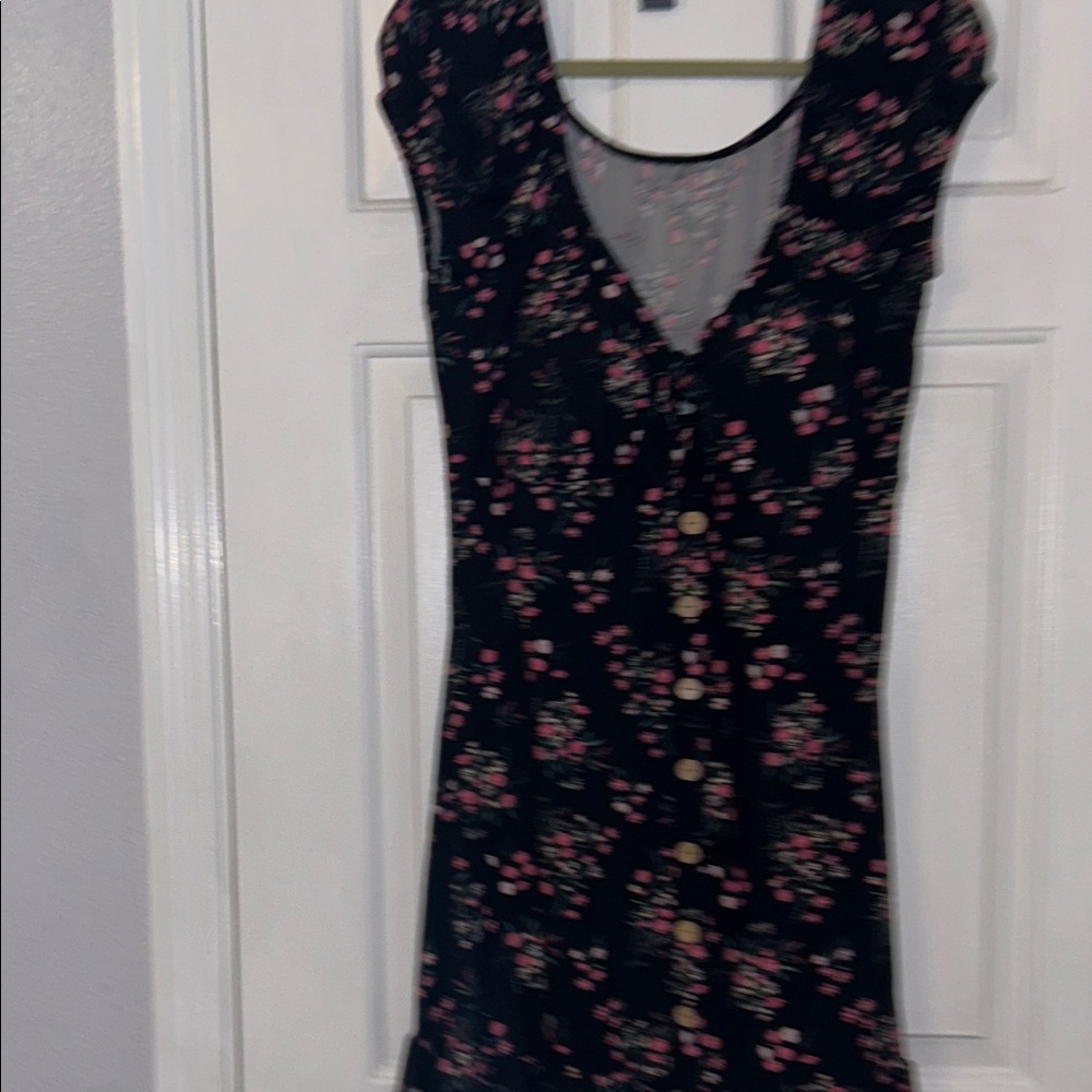 No Boundaries Black Floral Mini Dress